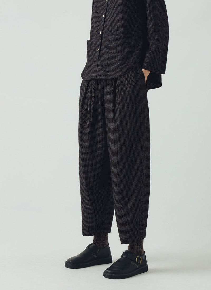 Minako Check Cotton Cashmere Trousers | Black/Ecru