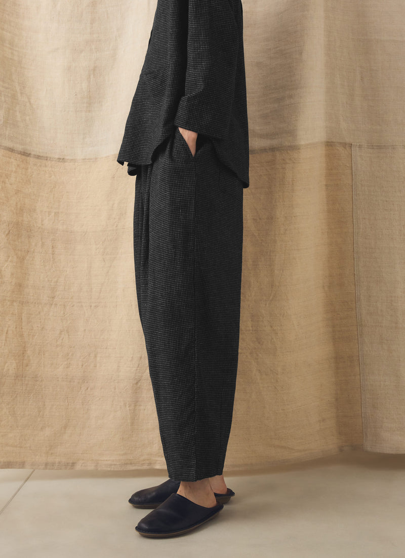 Minako Check Cotton Cashmere Trousers | Black/Ecru