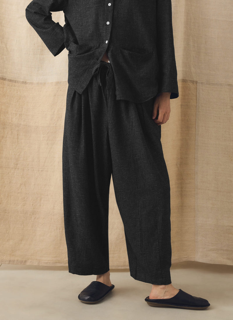 Minako Check Cotton Cashmere Trousers | Black/Ecru