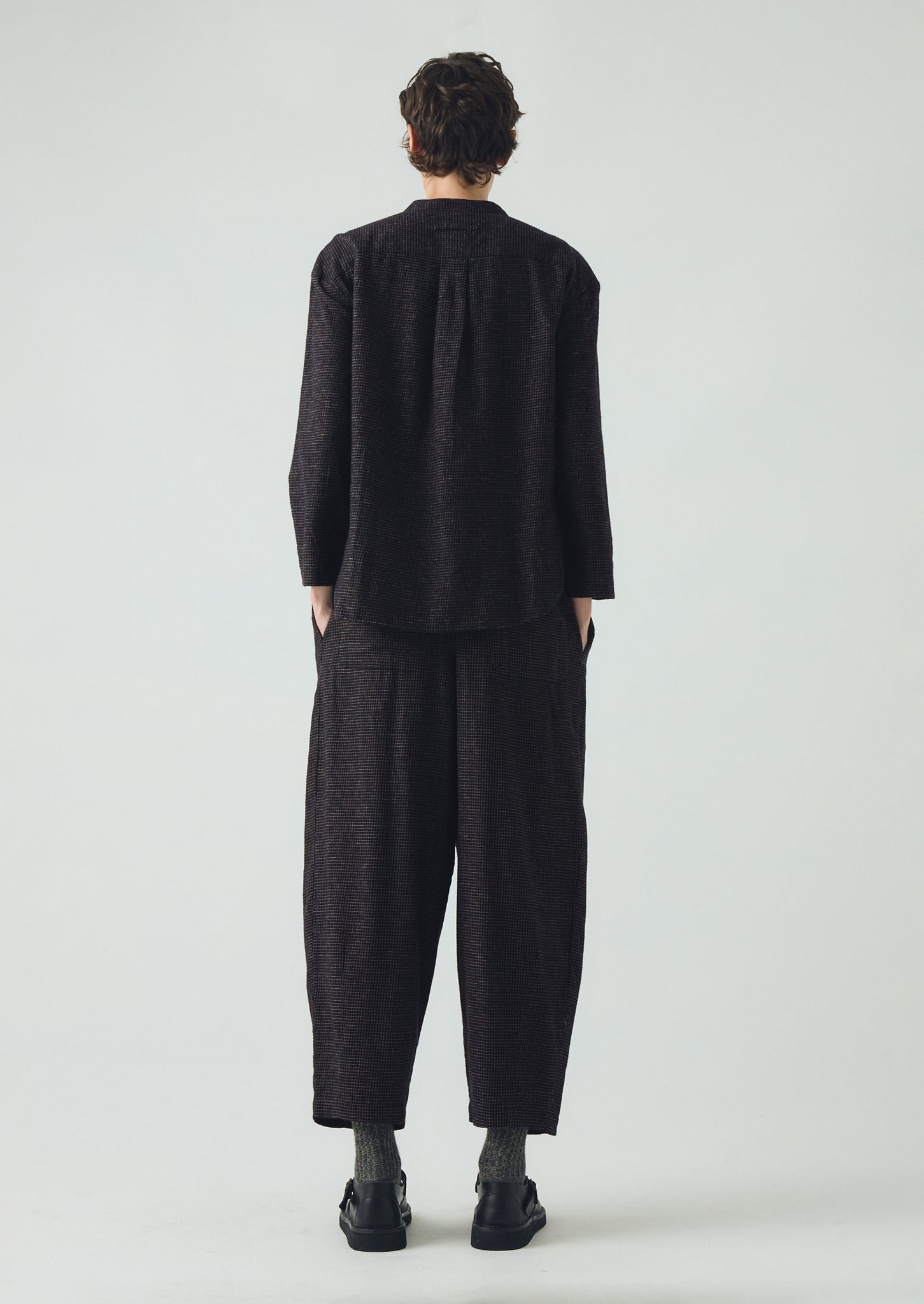 Minako Check Cotton Cashmere Trousers | Black/Ecru