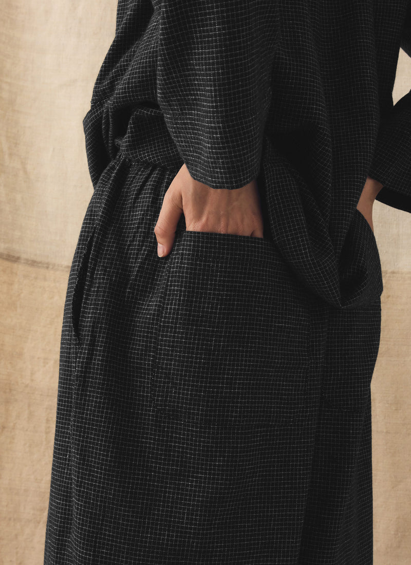 Minako Check Cotton Cashmere Trousers | Black/Ecru
