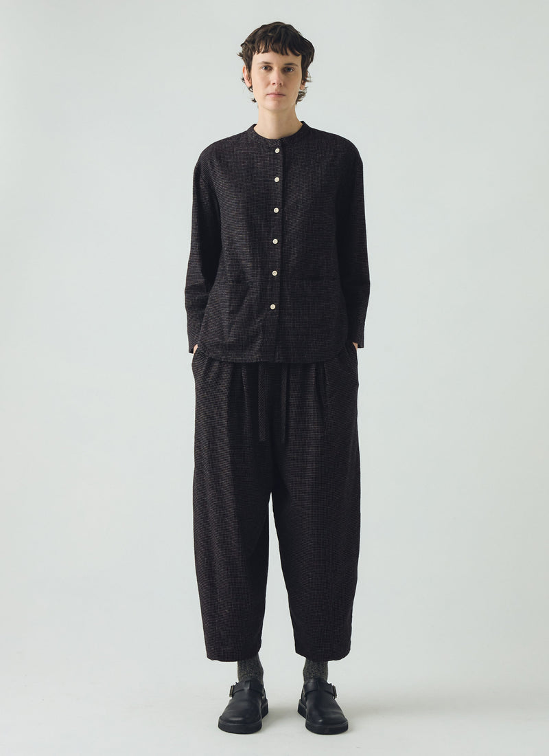 Minako Check Cotton Cashmere Trousers | Black/Ecru