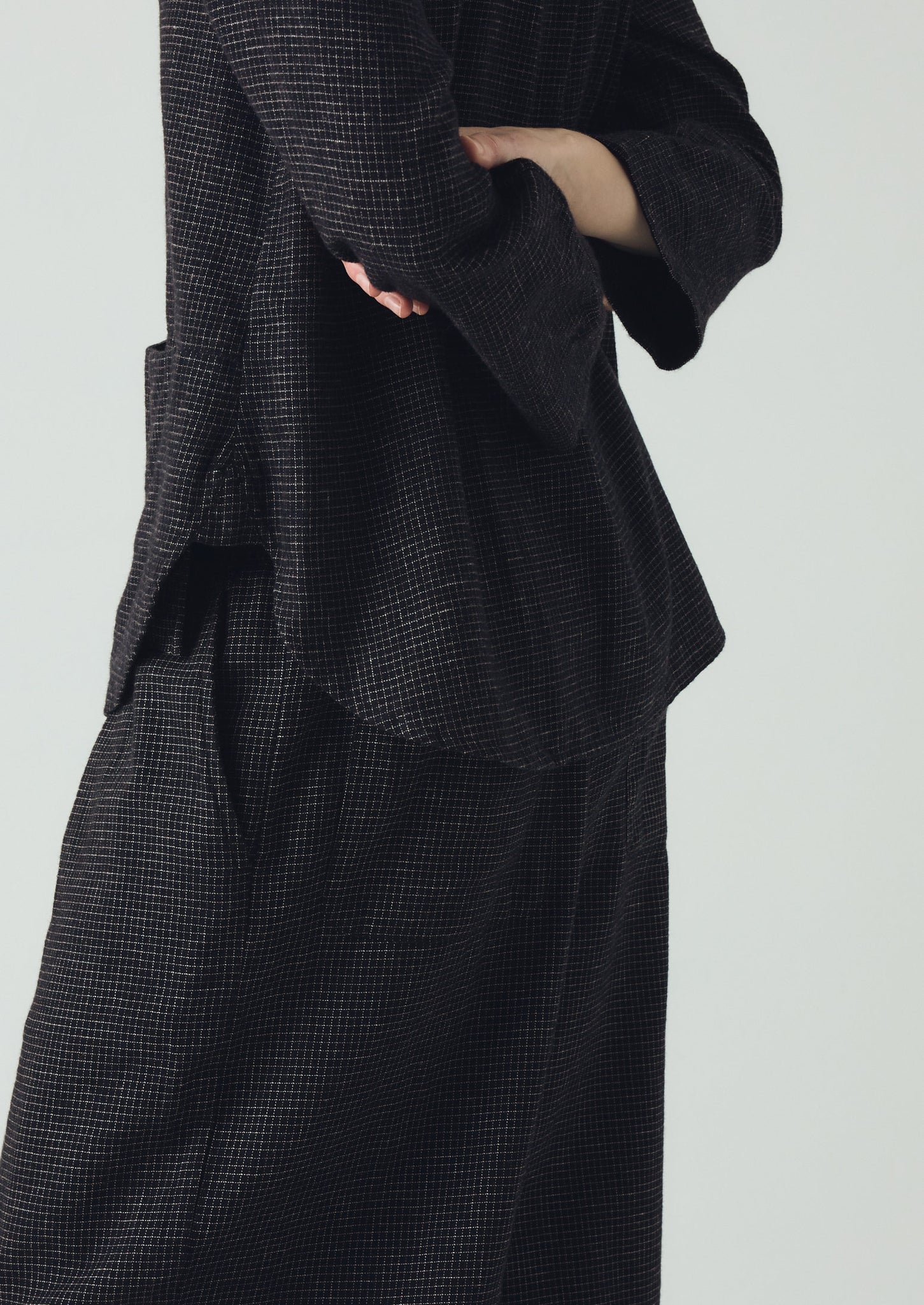 Minako Check Cotton Cashmere Trousers | Black/Ecru