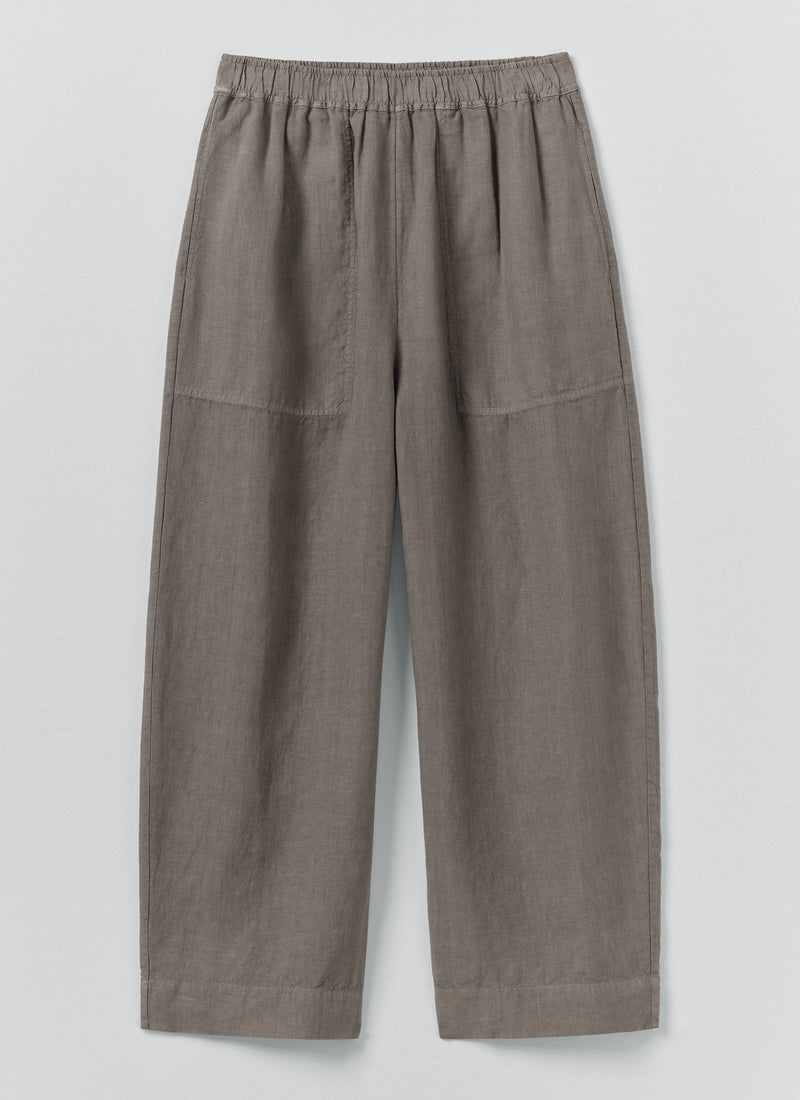 Garment Dyed Linen Barrel Leg Trousers | Iron
