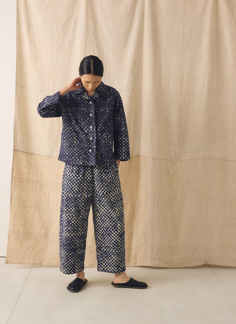 Batik Cook Check Trousers | Provencal Blue