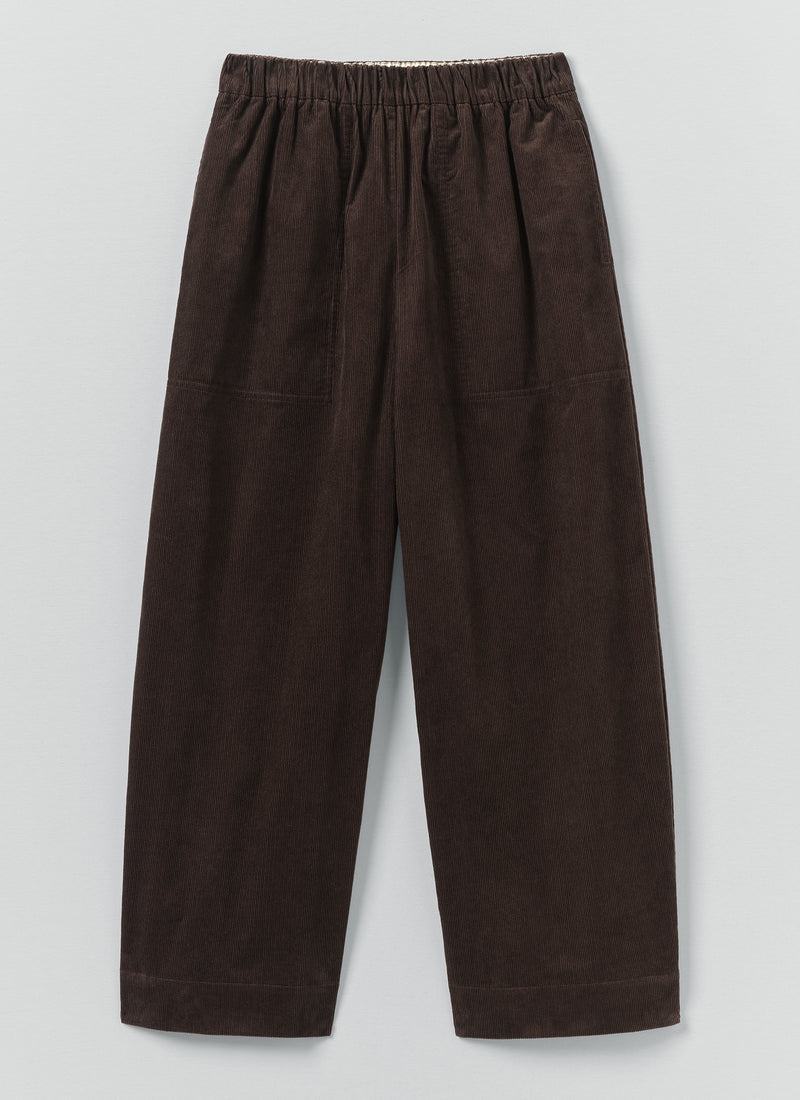 Organic Cord Barrel Leg Trousers | Bitter Chocolate