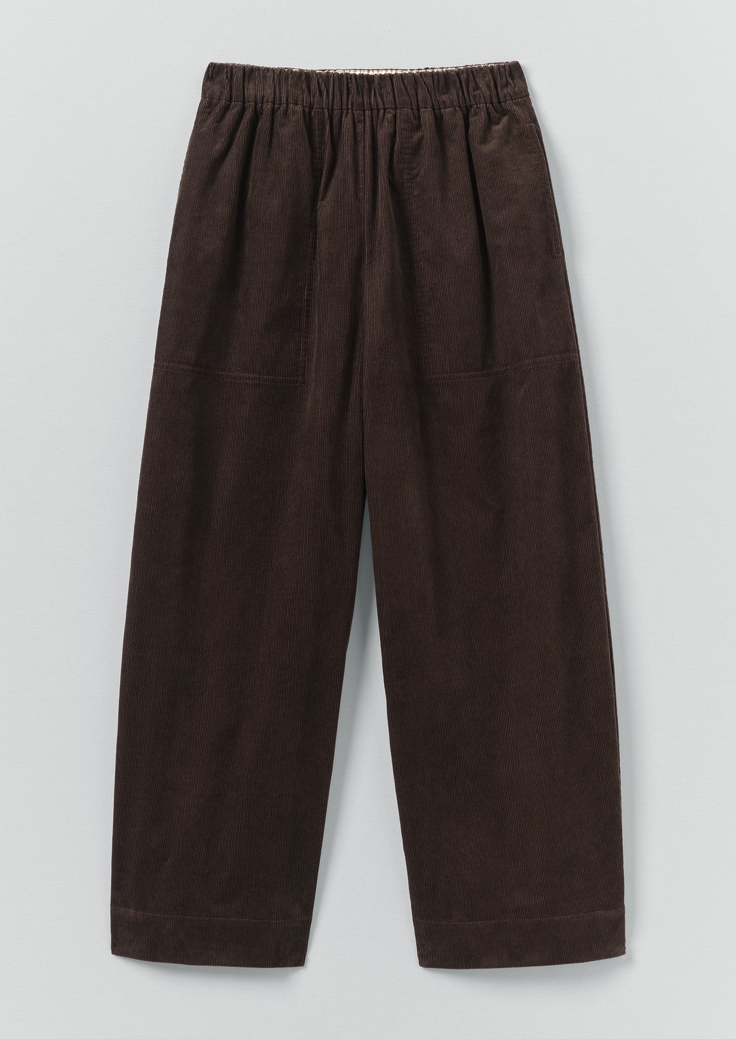 Organic Cord Barrel Leg Trousers | Bitter Chocolate