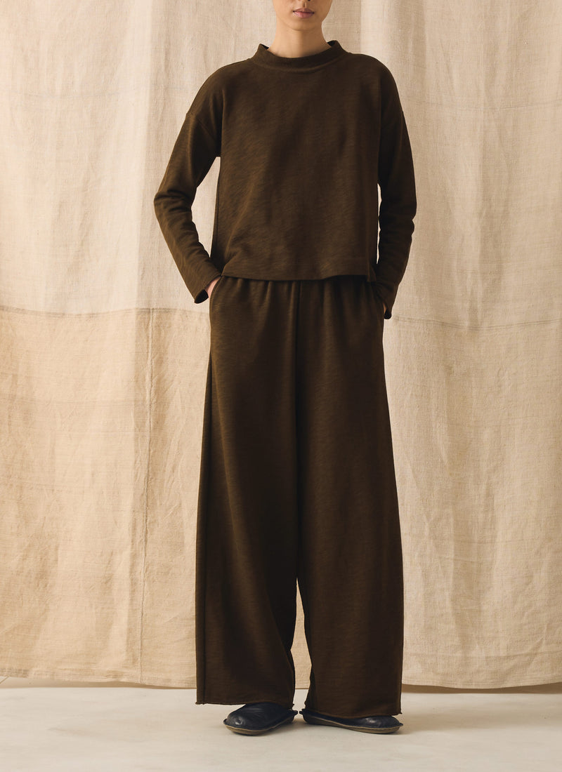 Full Length Loopback Jersey Trousers | Dark Olive
