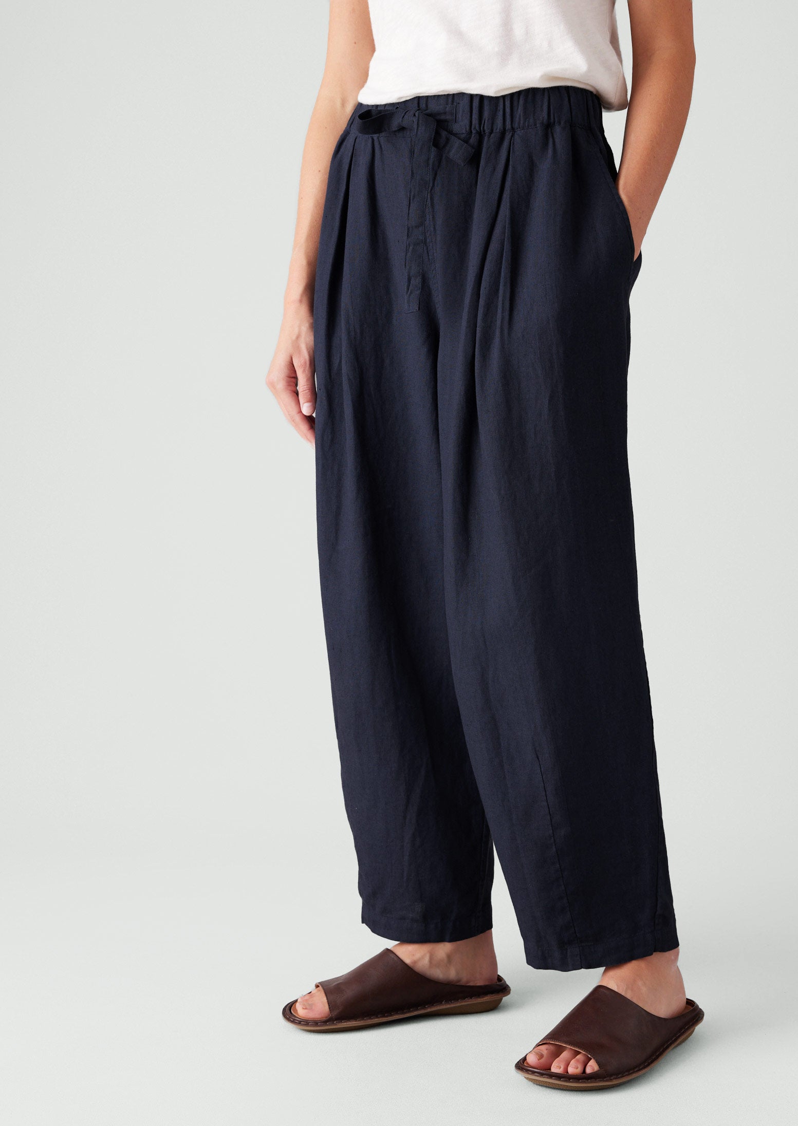 Minako Garment Dyed Linen Trousers | Midnight | TOAST
