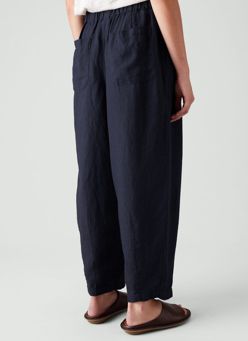 Minako Garment Dyed Linen Trousers | Midnight