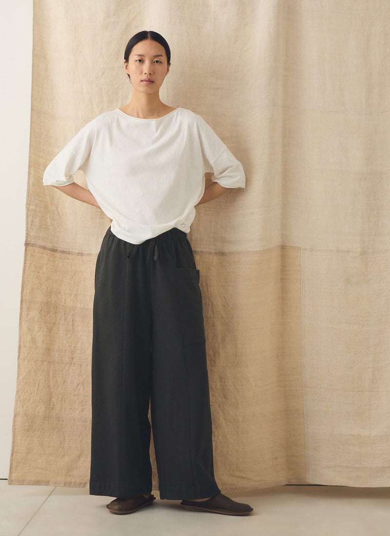 Cotton Hemp Loopback Jersey Trousers | Dark Charcoal