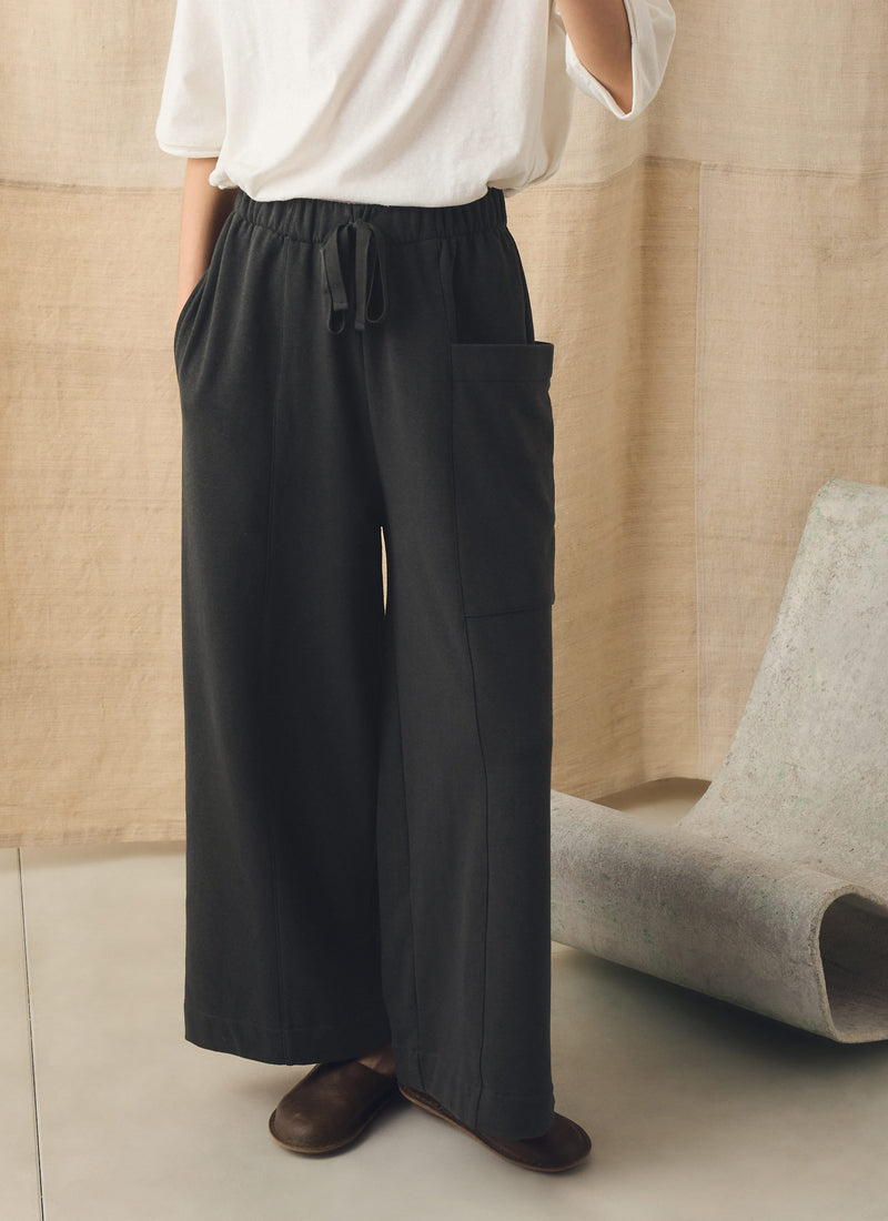 Cotton Hemp Loopback Jersey Trousers | Dark Charcoal