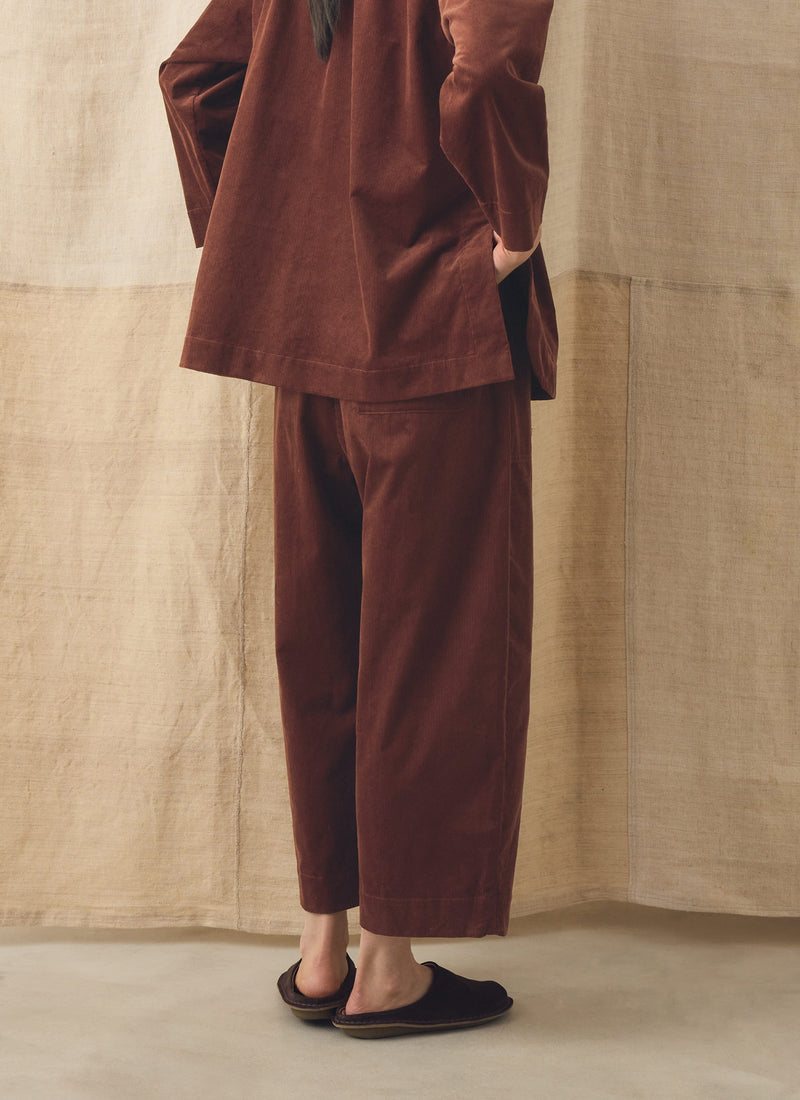 Barrel Leg Cord Trousers | Brick Red