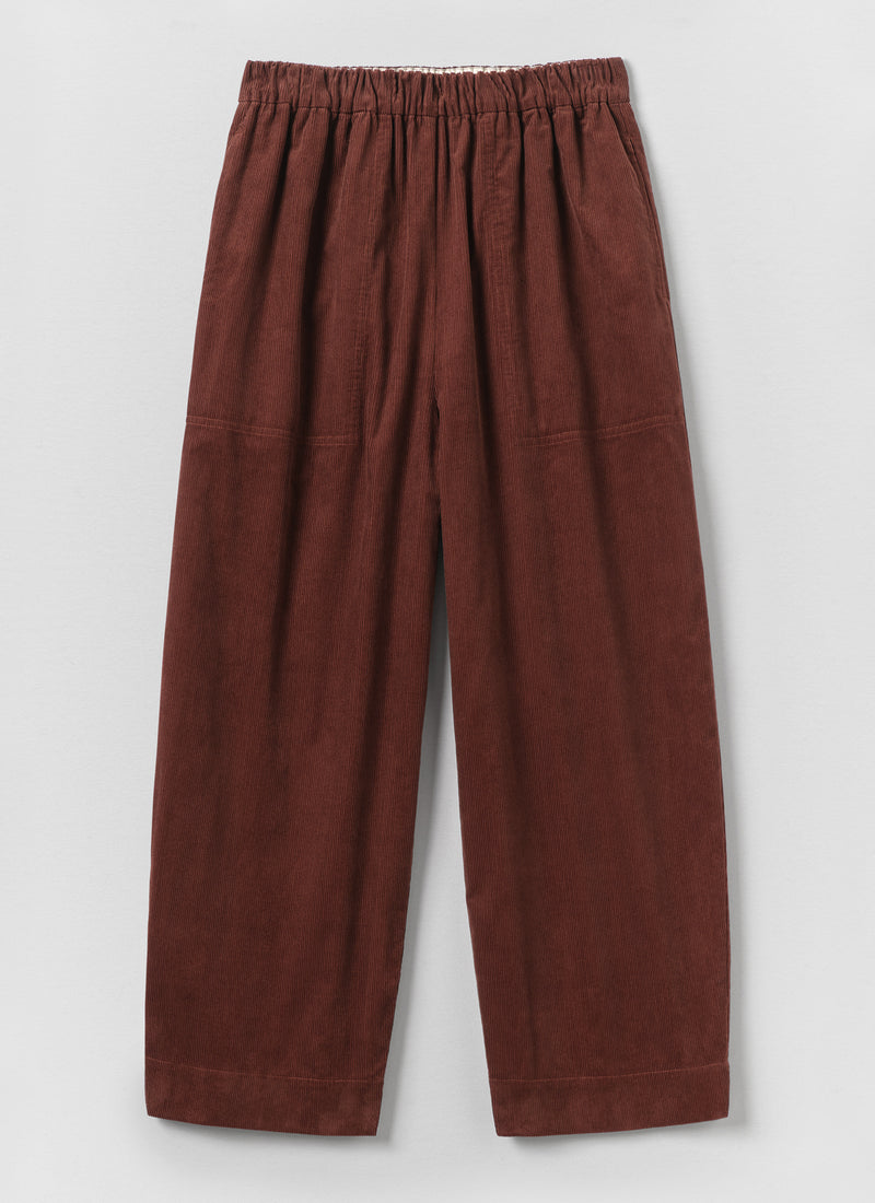 Barrel Leg Cord Trousers | Brick Red