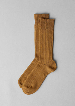 Rototo Linen Cotton Socks | Dull Gold