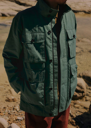 Waxed Cotton Coat | Blue Jade