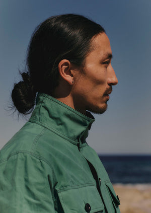 Waxed Cotton Coat | Blue Jade