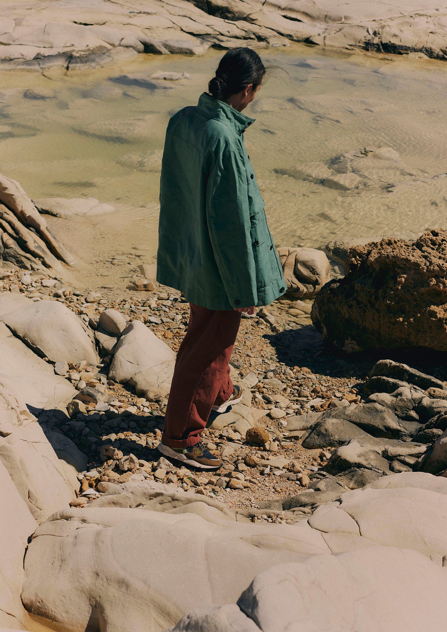 Waxed Cotton Coat | Blue Jade