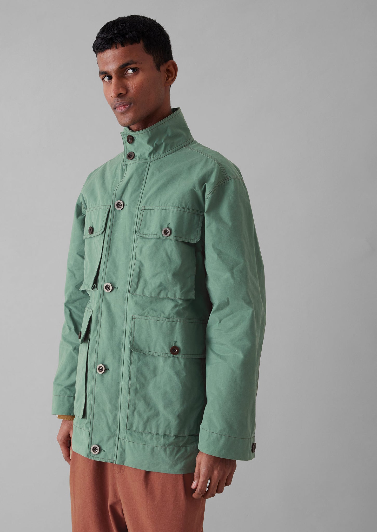 Waxed Cotton Coat | Blue Jade