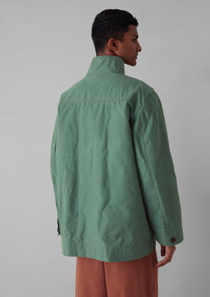 Waxed Cotton Coat | Blue Jade