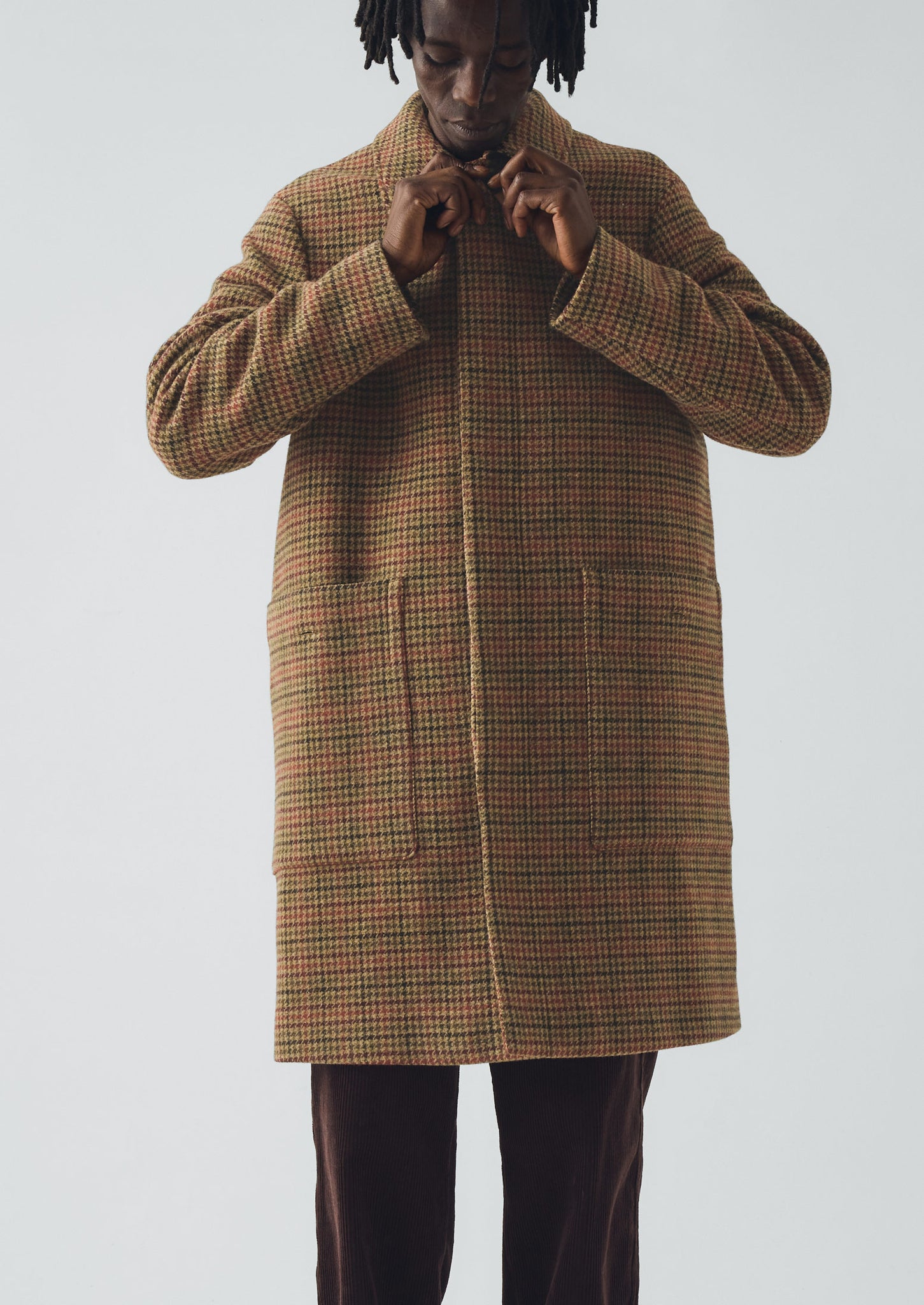 Vibrant Check Wool Overcoat | Umber Multi