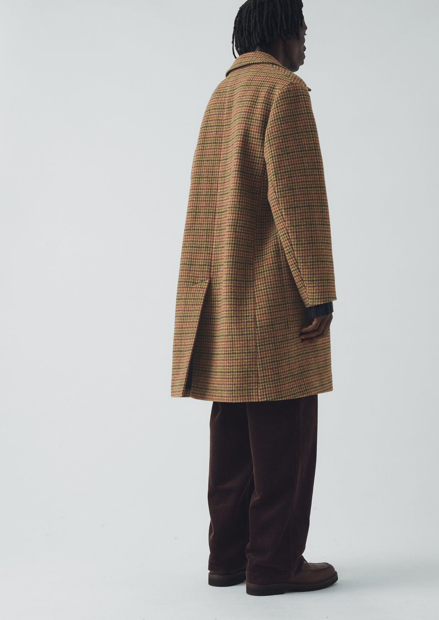 Vibrant Check Wool Overcoat | Umber Multi