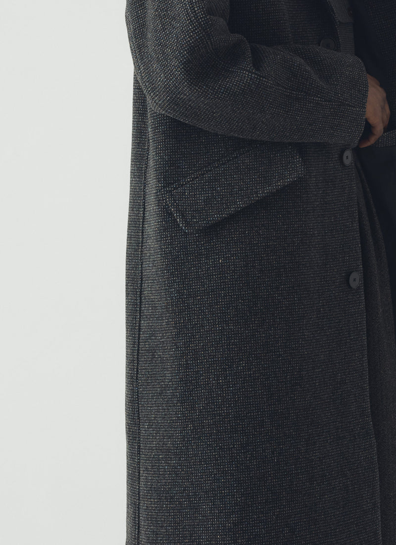 Textured Tweed Wool Overcoat | Iron Grey