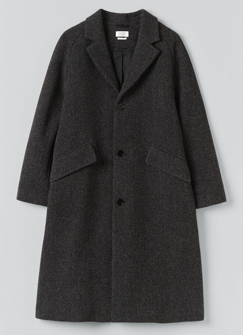 Textured Tweed Wool Overcoat | Iron Grey