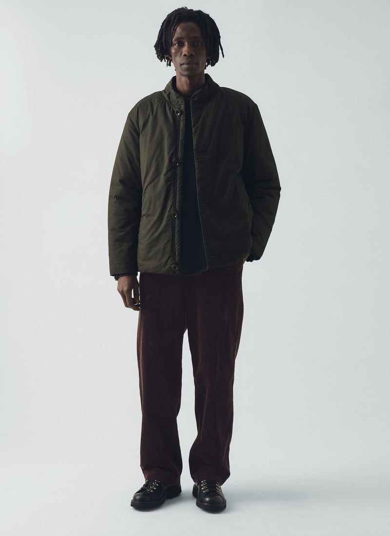 Padded Stand Collar Jacket | Iron Green