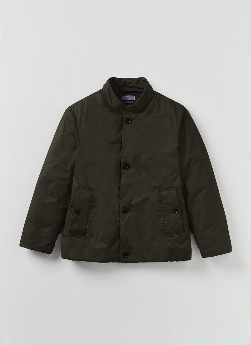 Padded Stand Collar Jacket | Iron Green