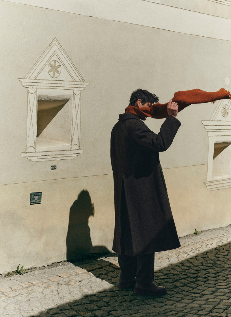 Single Breasted Textured Wool Overcoat | Earth