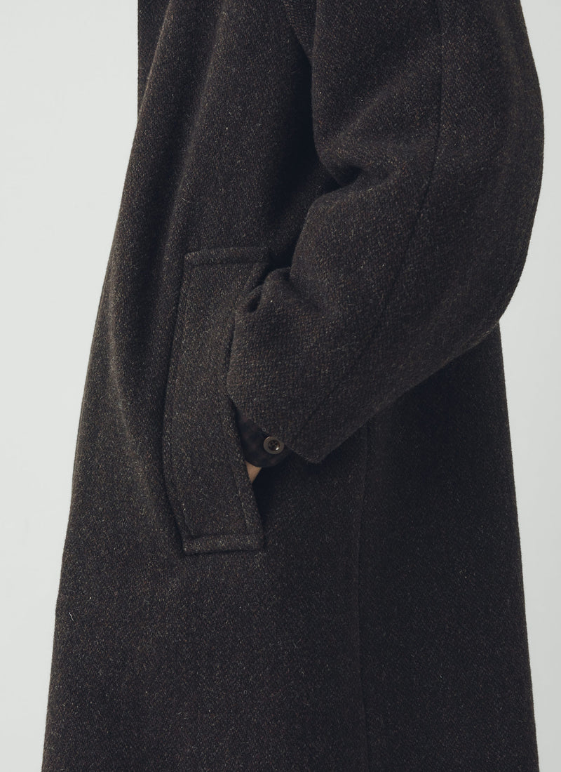 Single Breasted Textured Wool Overcoat | Earth