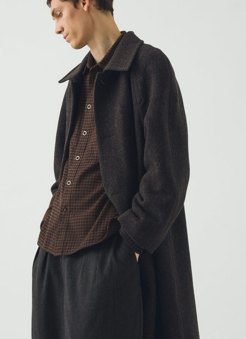 Single Breasted Textured Wool Overcoat | Earth