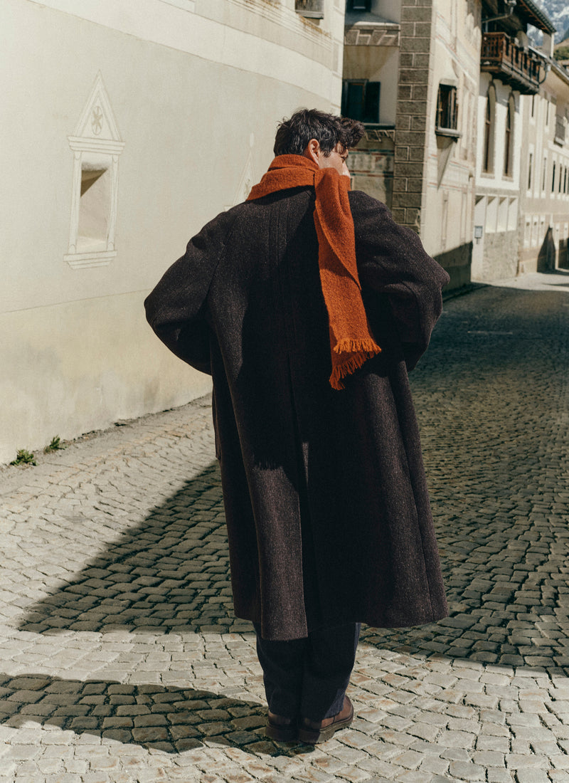 Single Breasted Textured Wool Overcoat | Earth