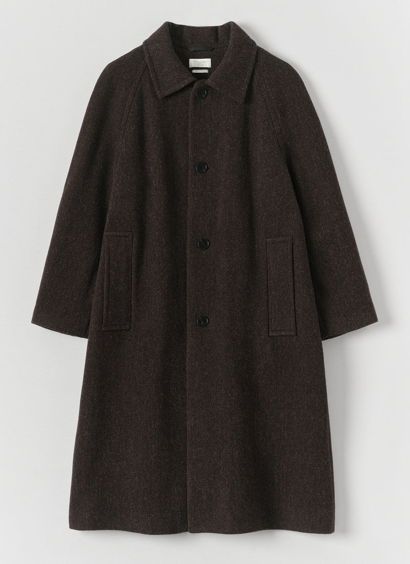 Single Breasted Textured Wool Overcoat | Earth