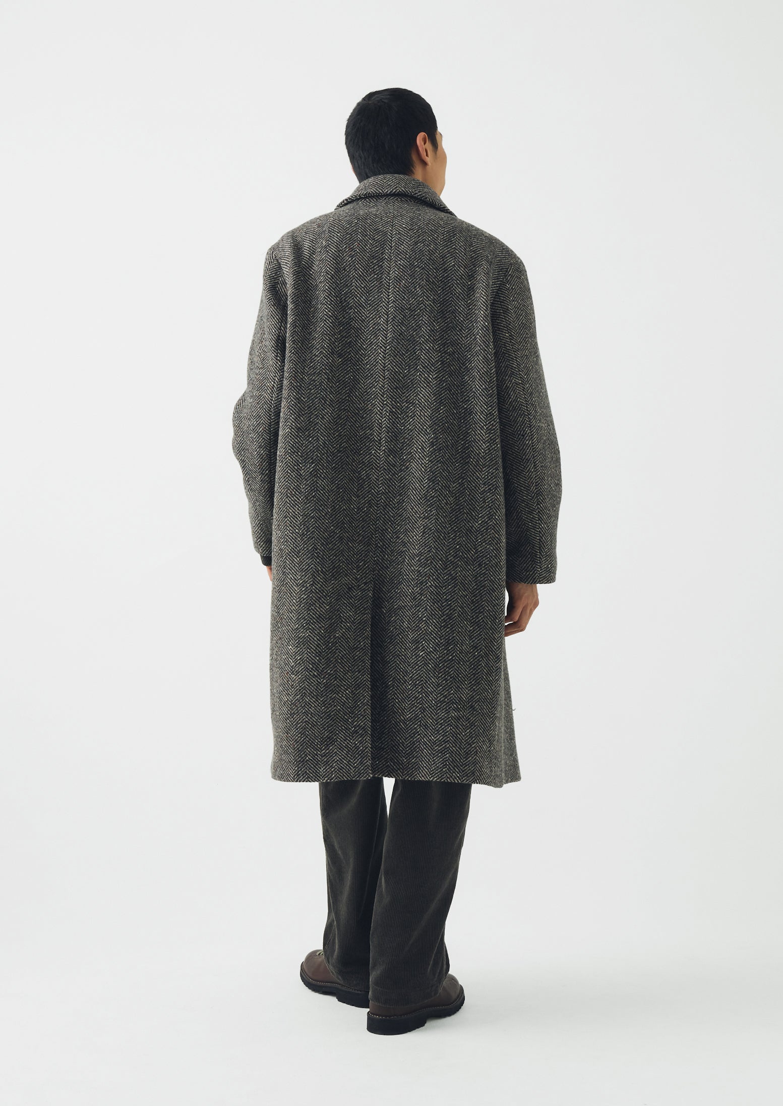Double Breasted Wool Overcoat | Black/Natural | TOAST