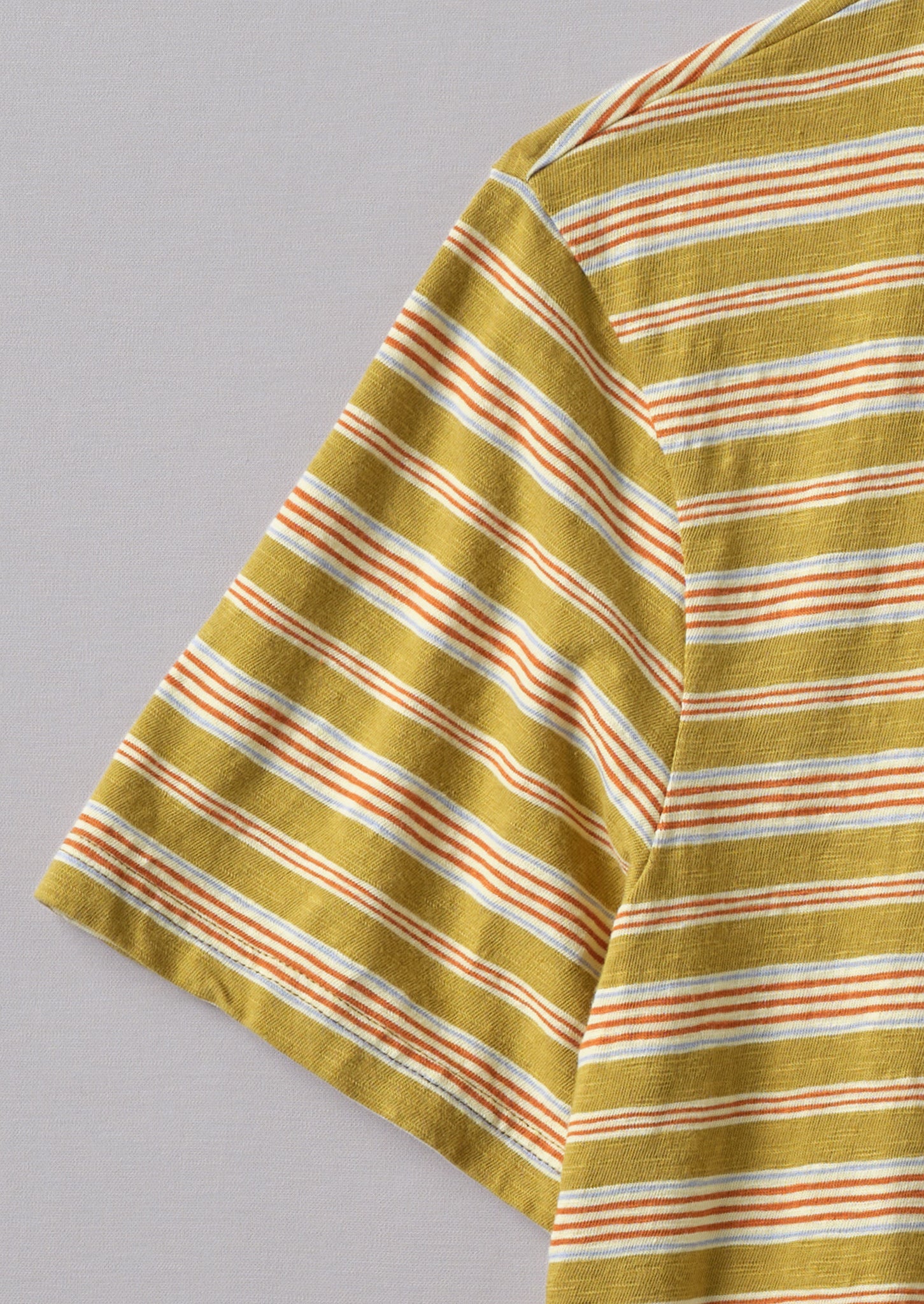 Theo Stripe Cotton Short Sleeve Tee | Olive/Ecru