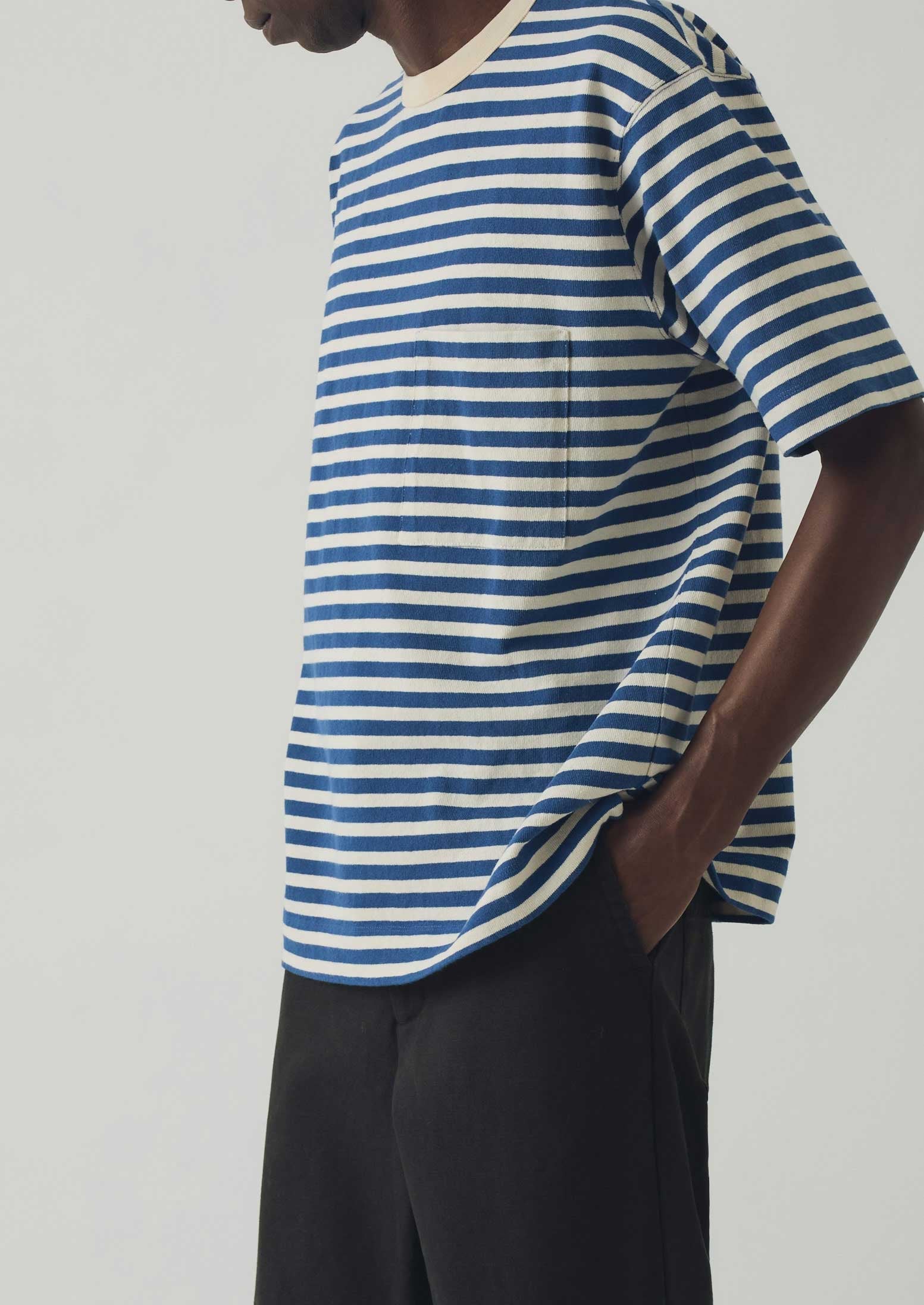 Bold Stripe Relaxed Tee | Delft/Ecru | TOAST