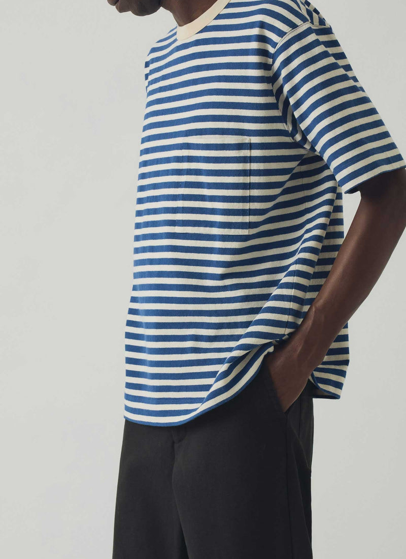 Bold Stripe Relaxed Tee | Delft/Ecru