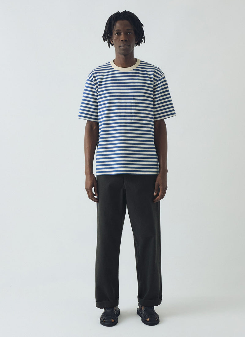 Bold Stripe Relaxed Tee | Delft/Ecru