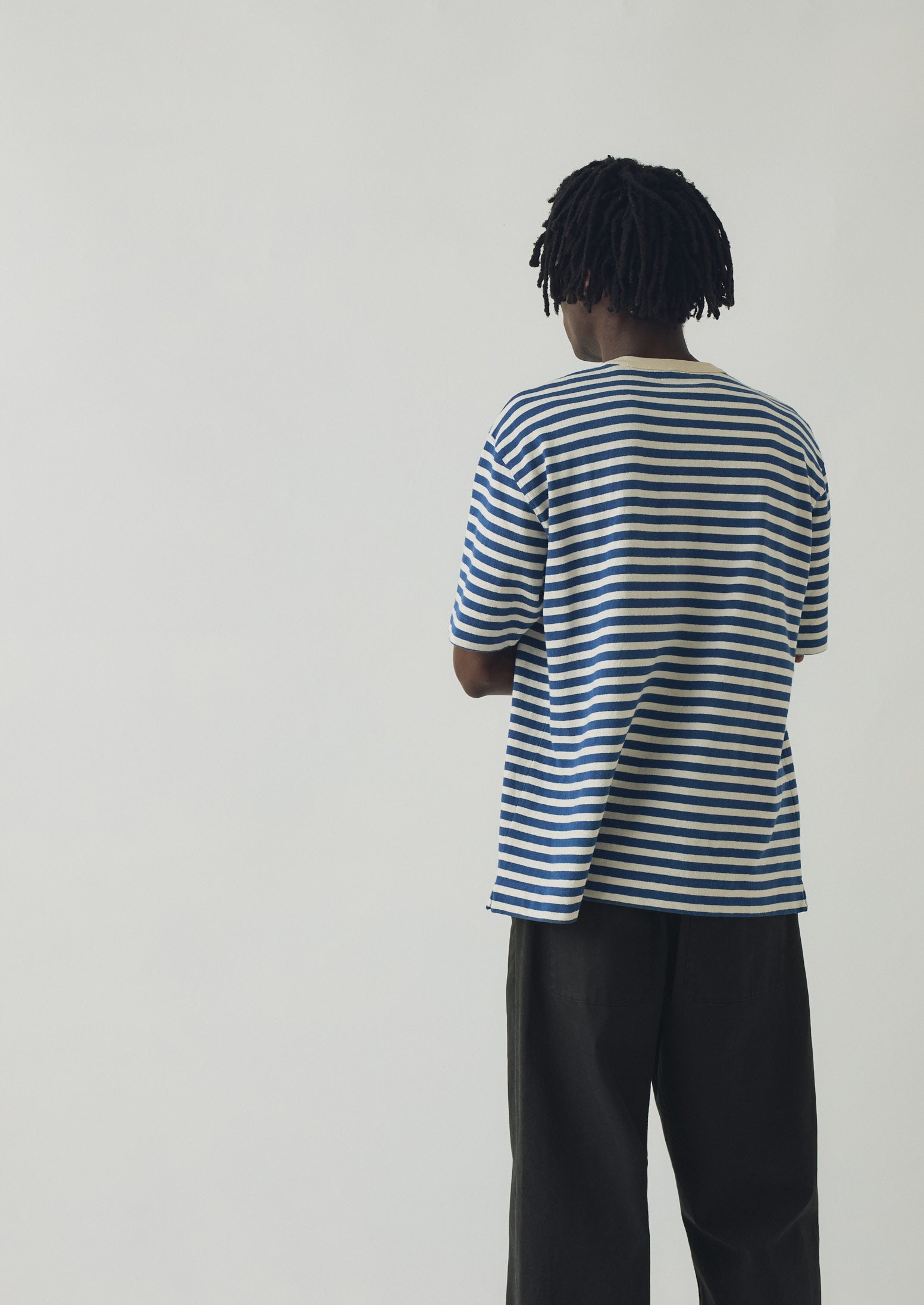 Bold Stripe Relaxed Tee | Delft/Ecru | TOAST