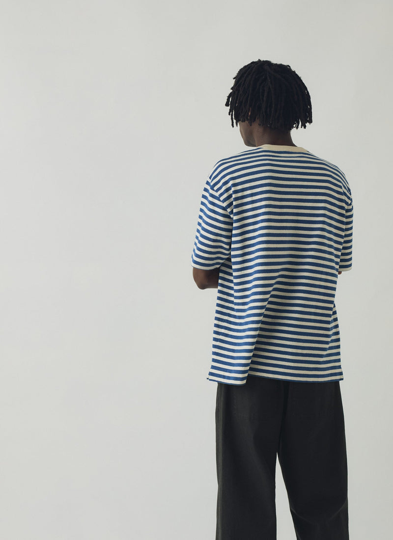 Bold Stripe Relaxed Tee | Delft/Ecru