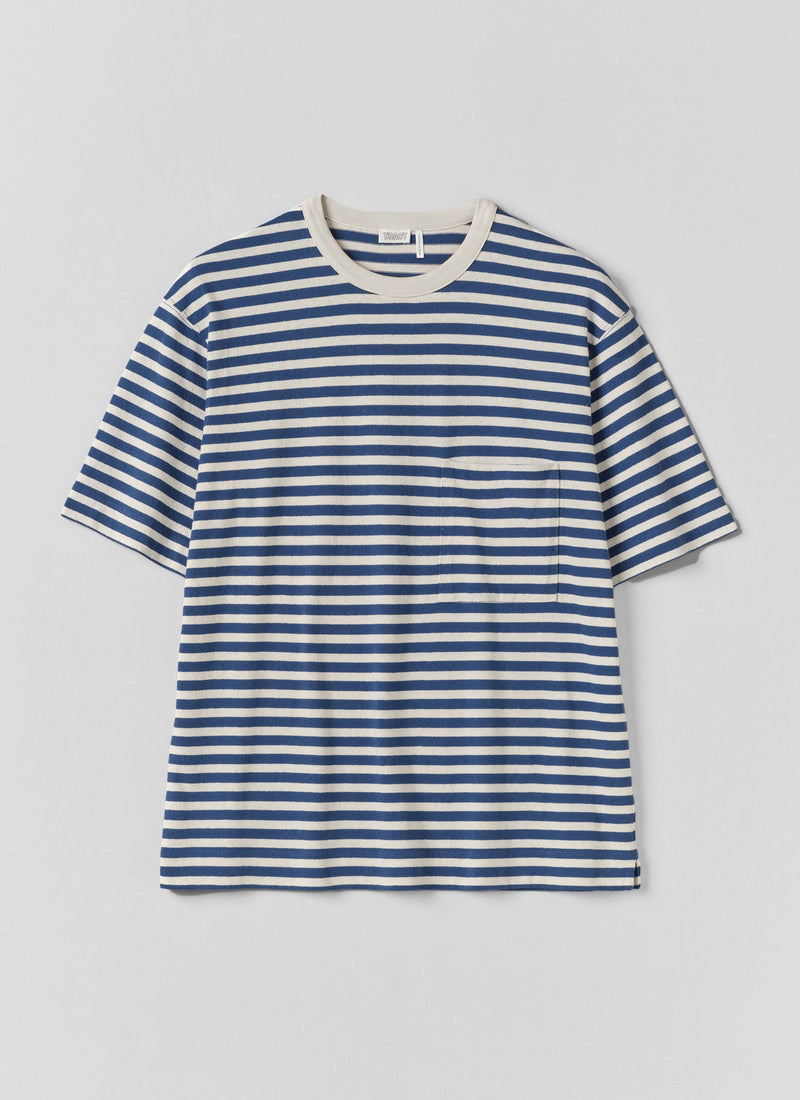 Bold Stripe Relaxed Tee | Delft/Ecru