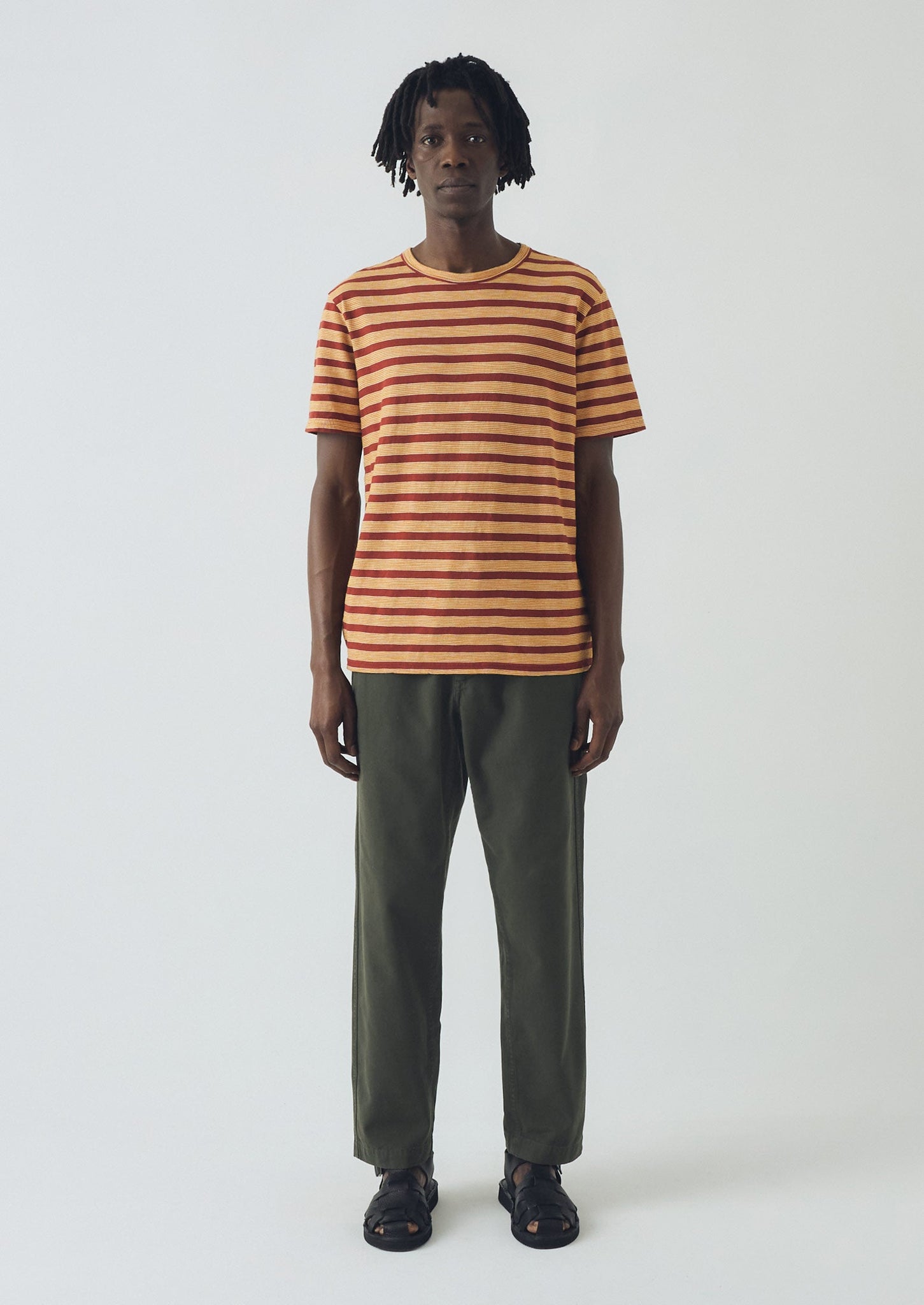 Theo Cotton Stripe Short Sleeve Tee | Red Rock