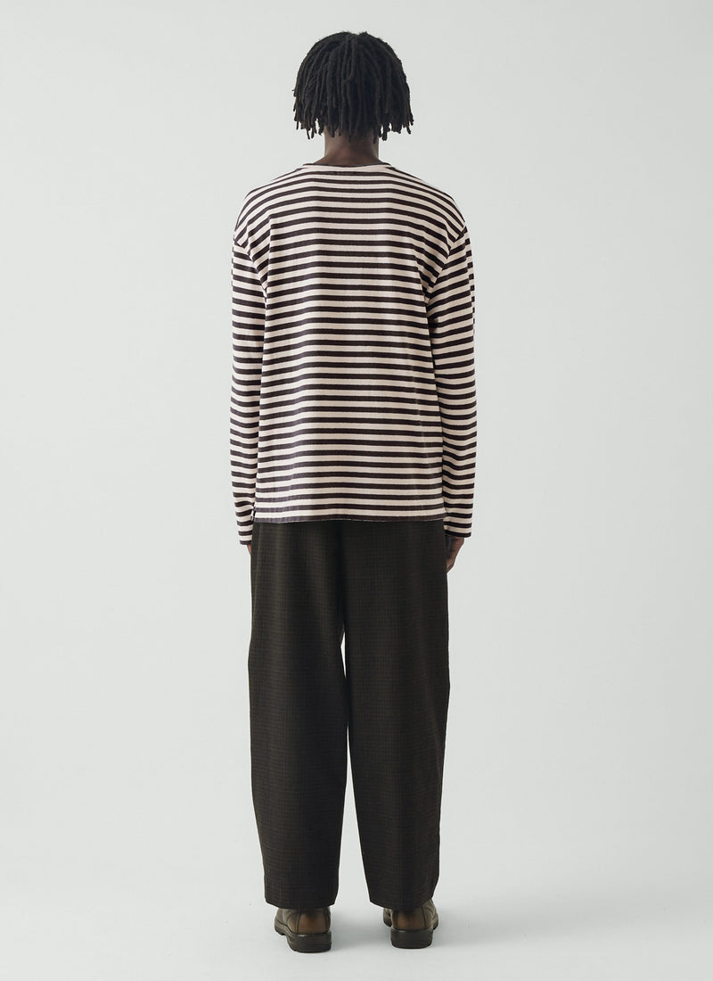 Chef Stripe Long Sleeve Cotton Tee | Slate/Vintage White