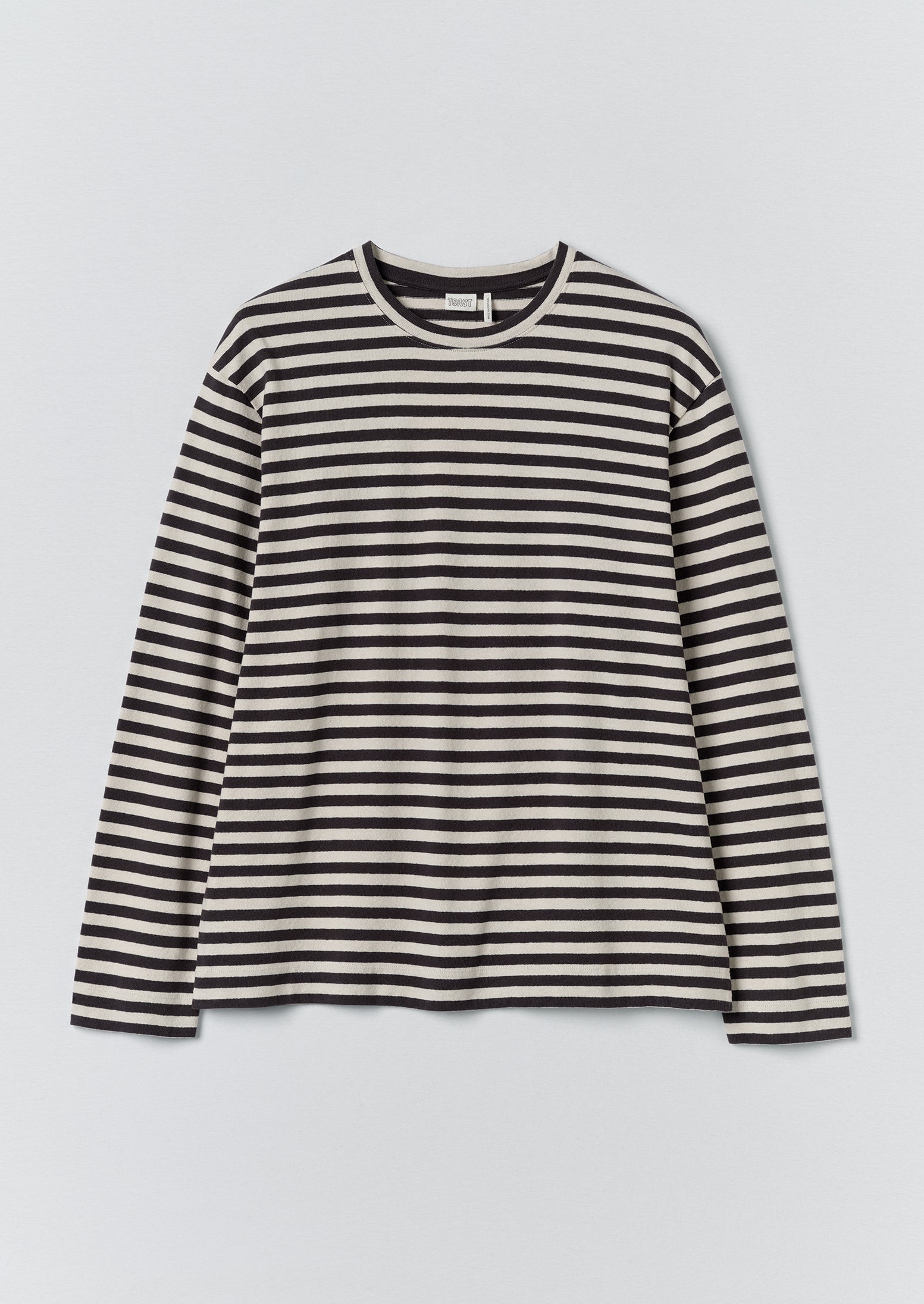 Chef Stripe Long Sleeve Cotton Tee | Slate/Vintage White | TOAST