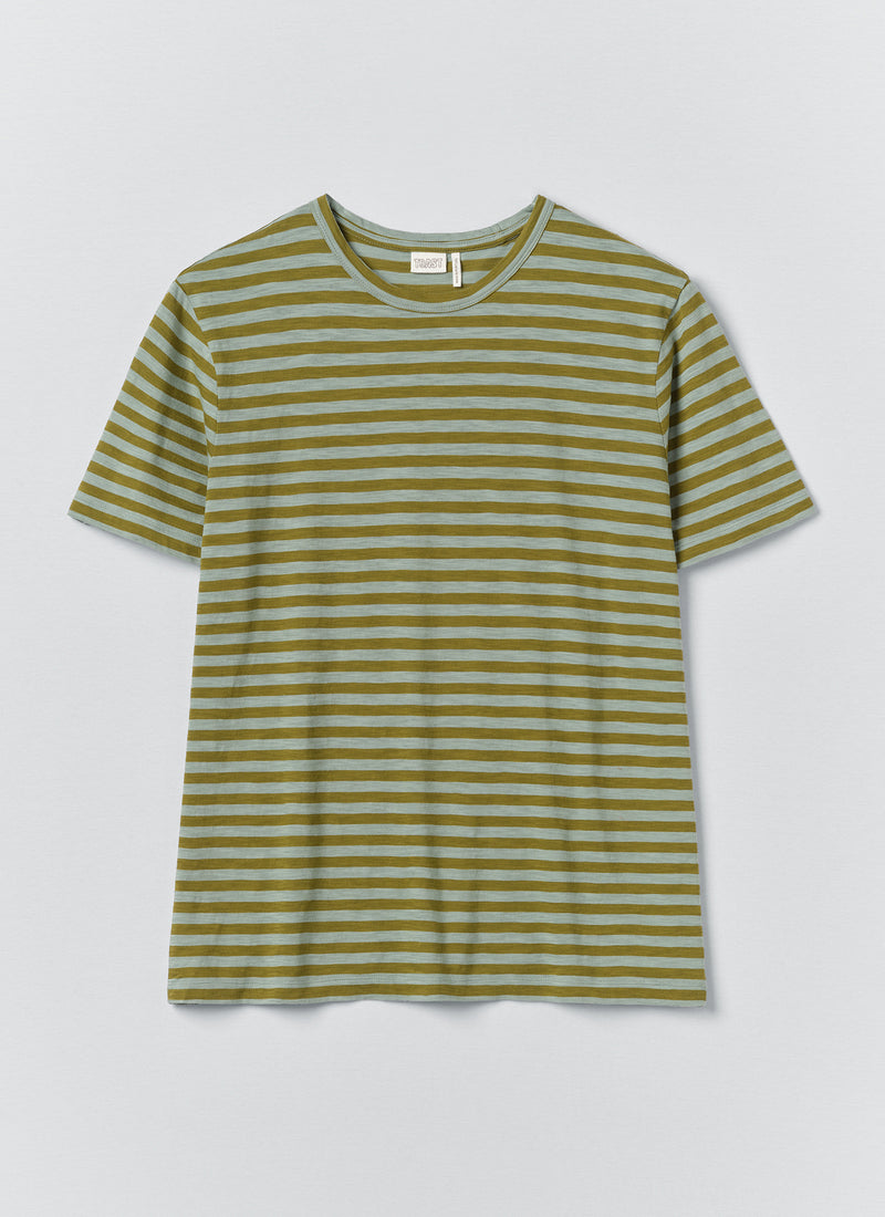 Theo Stripe Lightweight Cotton Tee | Juniper Berry