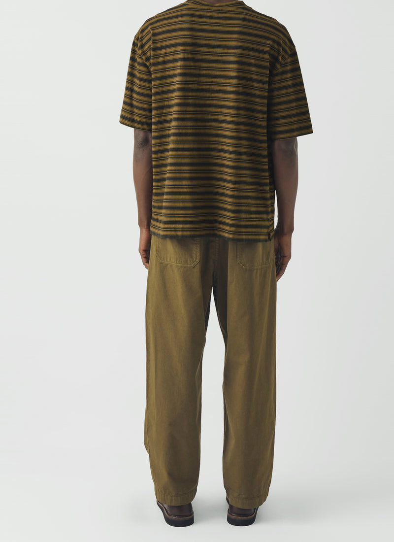 Overdyed Stripe Organic Cotton Tee | Blue Graphite/Woodland Green