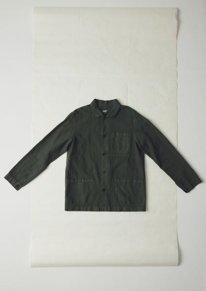 Arlo Garment Dyed Herringbone Jacket Dark Moss
