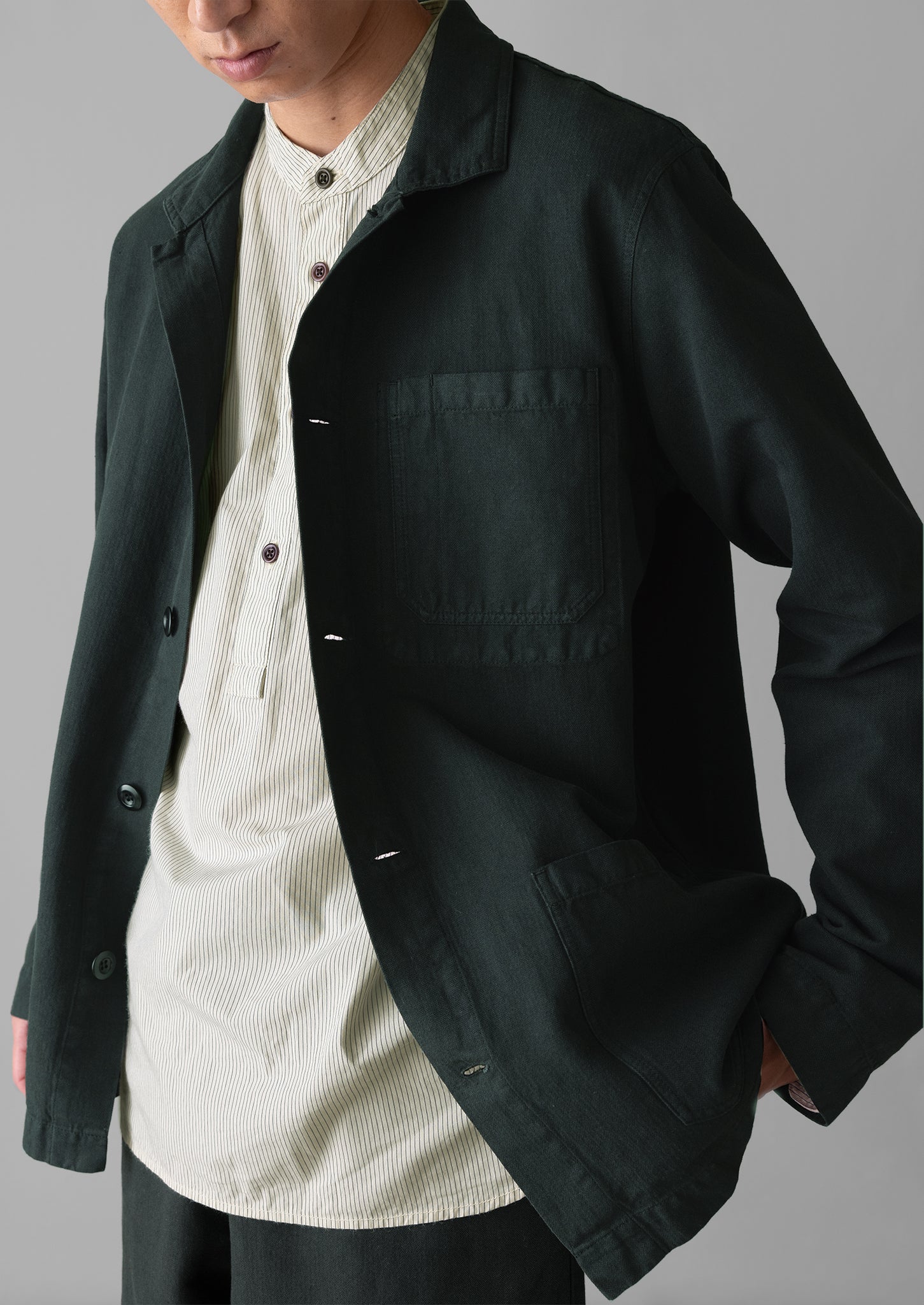 Arlo Garment Dyed Herringbone Jacket | Washed Black